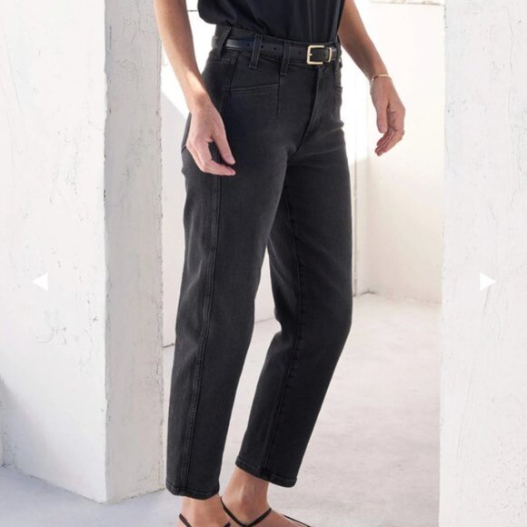 AYR Jeans Womens 26 Black The Beat Barrel Leg Ankle Crop Uni Denim Trouser Cut - Picture 2 of 12